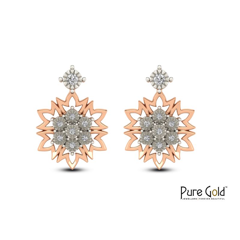  Floral Filigree Earring (18K and 0.09 CTS)