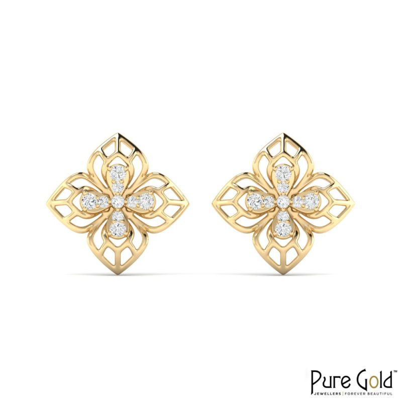18 Karat Gold Velvet Ivy Earrings with Diamonds
