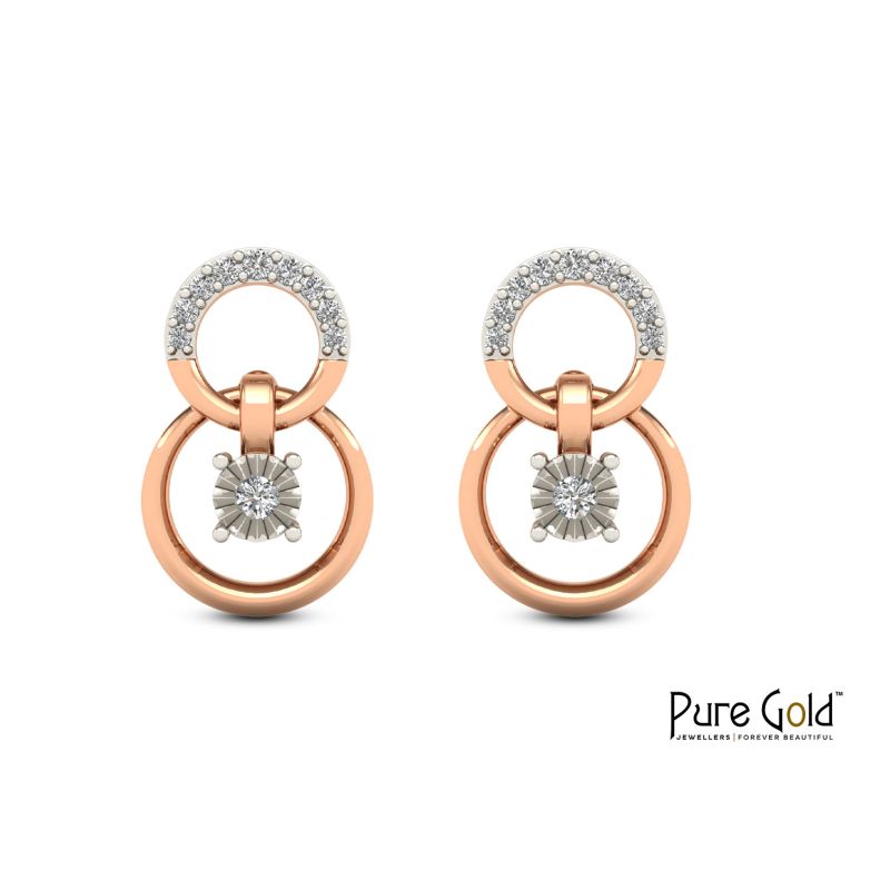 Interlinked Circle Earrings (18k and 0.12CTS)