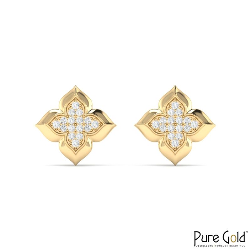18 Karat Gold Silverleaf Earrings with Diamonds