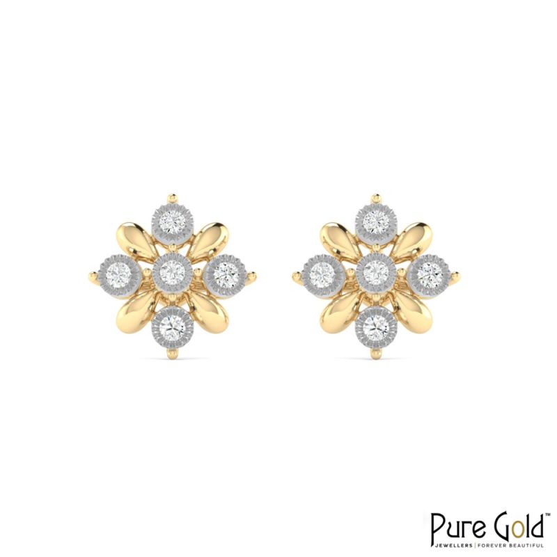 18 Karat Gold Crystal Snow Earrings with Diamonds