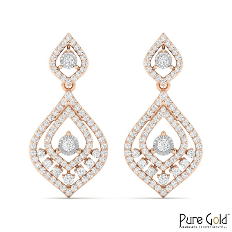 18 Karat Gold Victorian Blush Earrings with Diamonds