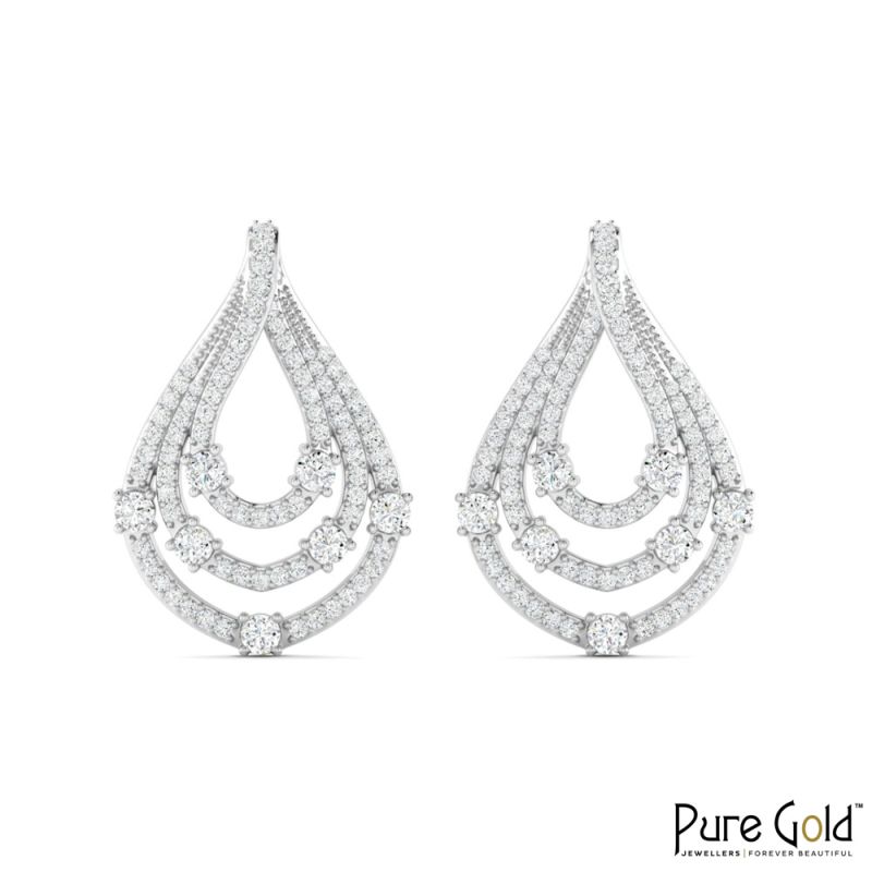 18 Karat Gold Celestial Droplet Earrings with Diamonds