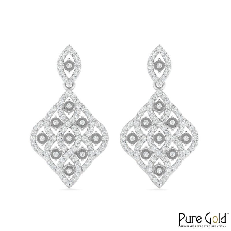 18 Karat Gold Celestial Veil Earrings with Diamonds