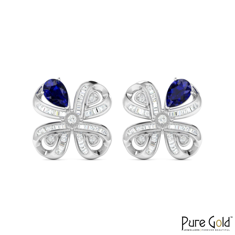 18K Gold Royal Clover Earrings with Diamonds