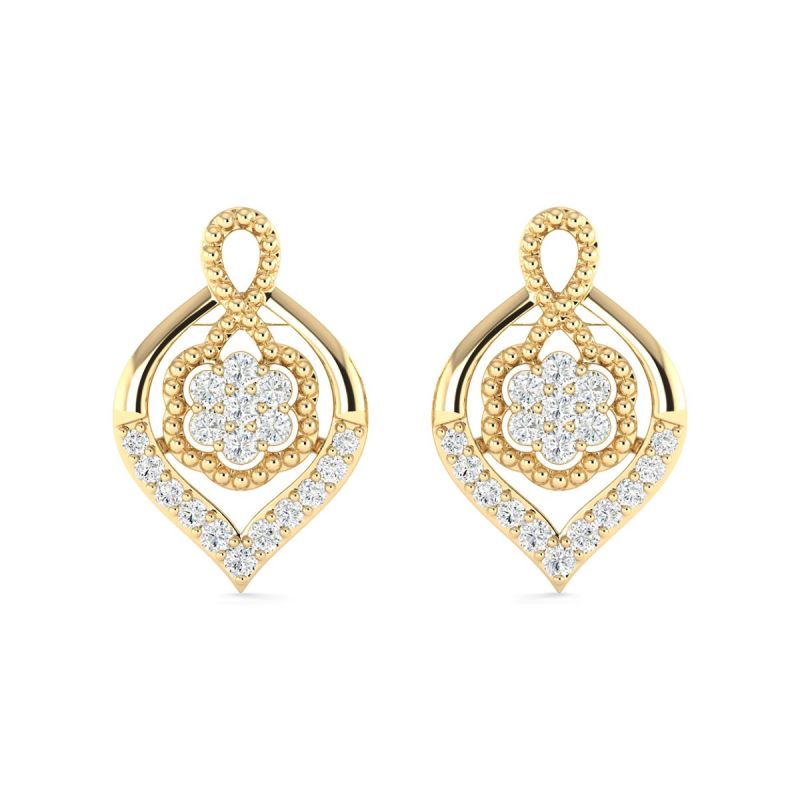 18k Gold Orchid Lace Earrings with Diamonds
