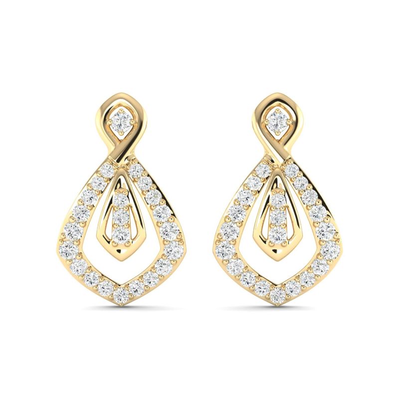 18k Gold Twilight Petal Earrings with Diamonds