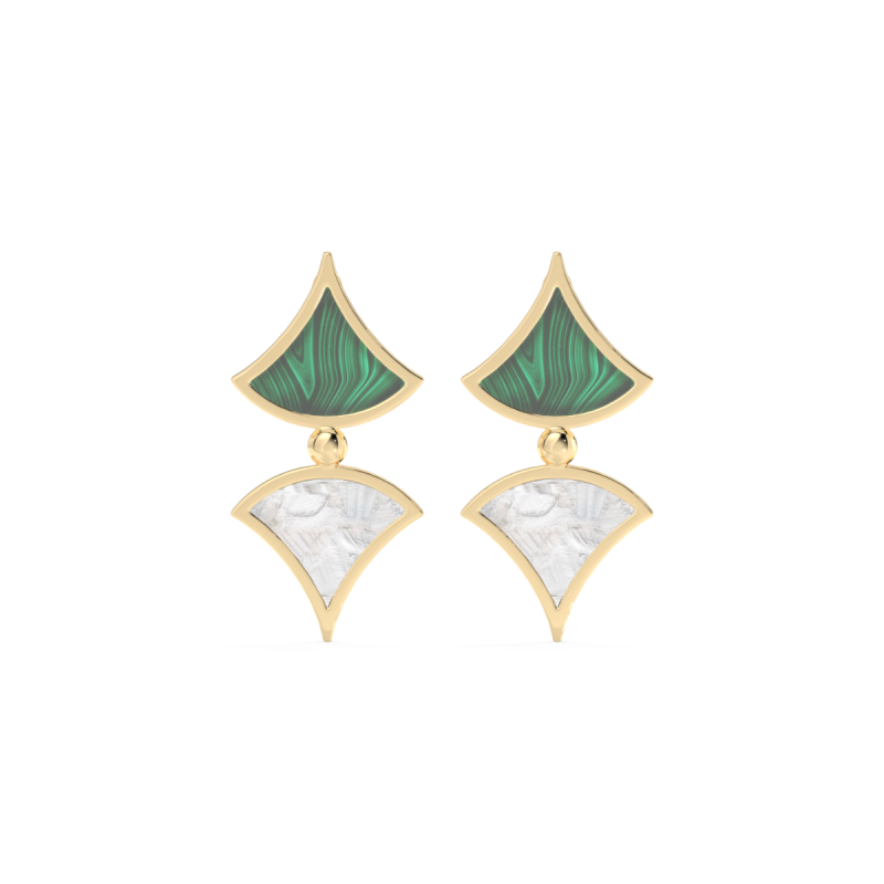 18k Gold Luciana Fern Stud Earrings