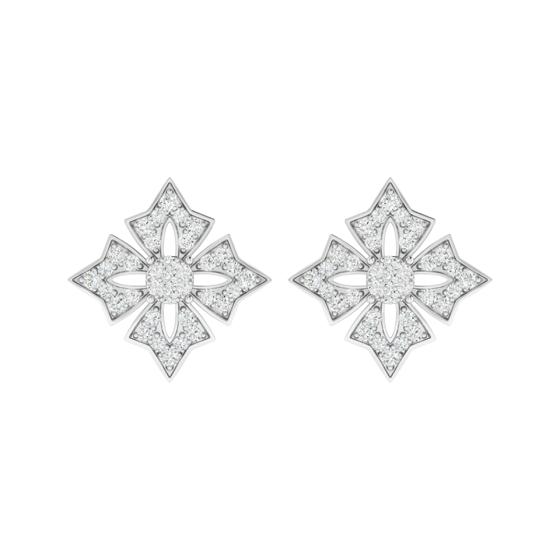 18K Gold Regal Petal Earrings with Diamonds