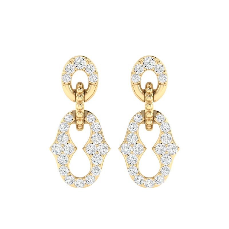 18K Gold Infinite Link Earrings with Diamonds