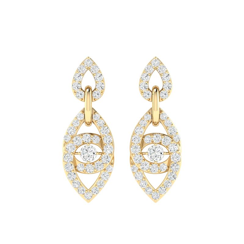 18K Gold Link Wave Earrings with Diamonds