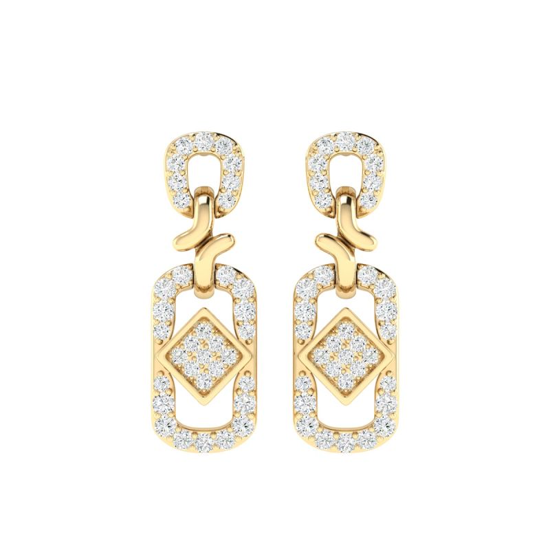18K Gold Fusion Link Earrings with Diamonds