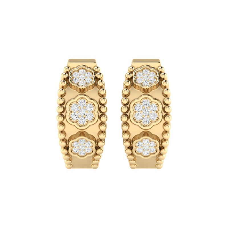 18K Gold Rosy Charm Earrings with Diamonds