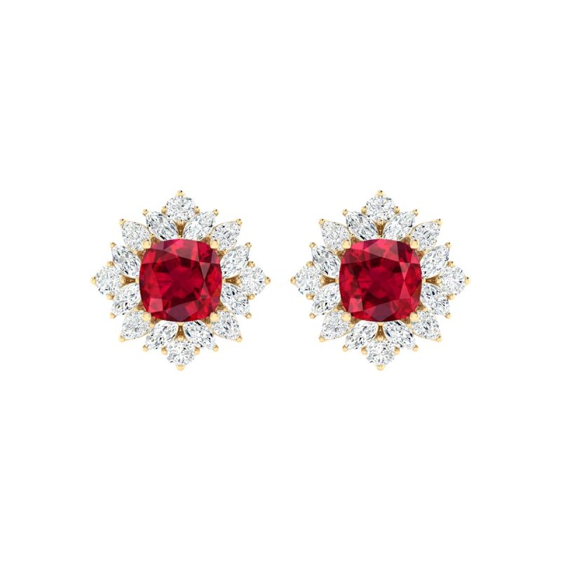 18K Gold Ruby Glow Earrings with Lab-Grown Diamonds