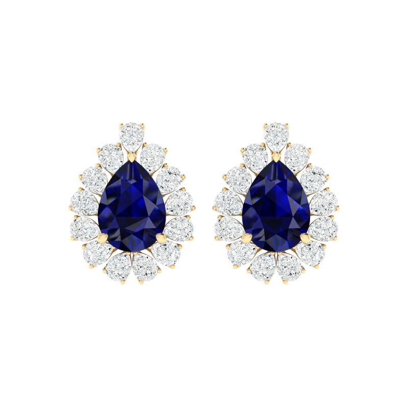 18K Gold Sapphire Glow Earrings with Lab-Grown Diamonds