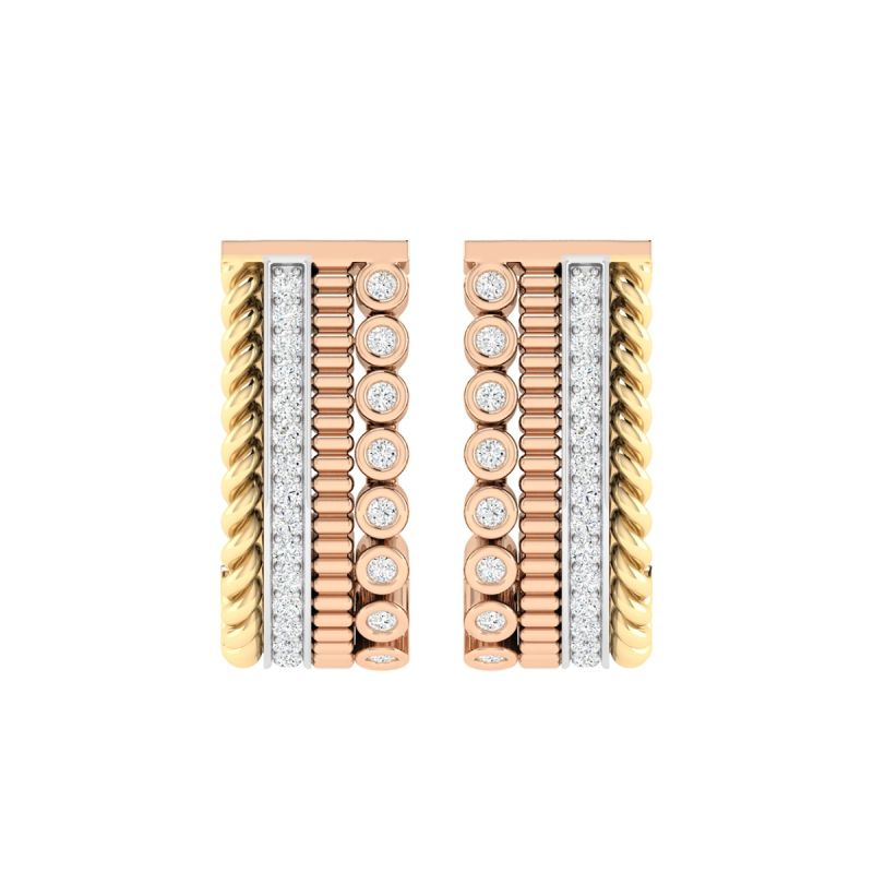 18K Gold Ornate Earrings with Diamonds