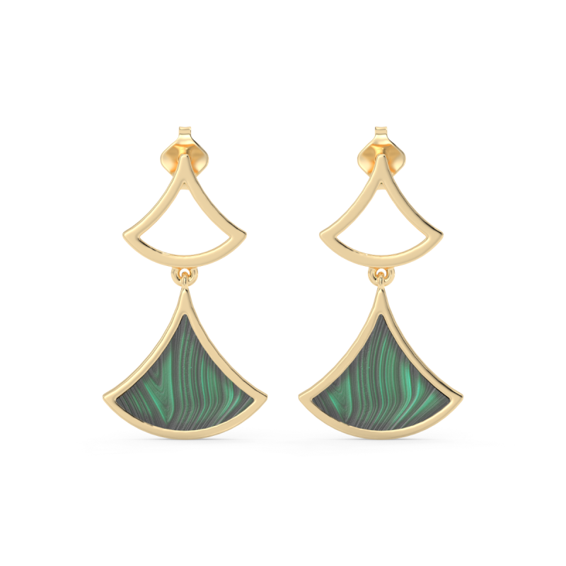 18kt Gold Luciana - Malachite Fan Drop earrings