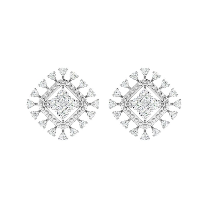 18K Gold Halo Earrings with Diamonds