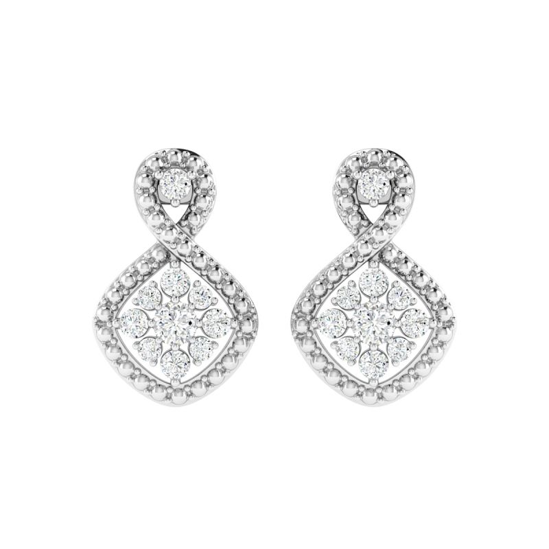 18K Gold Twirl Earrings with Diamonds