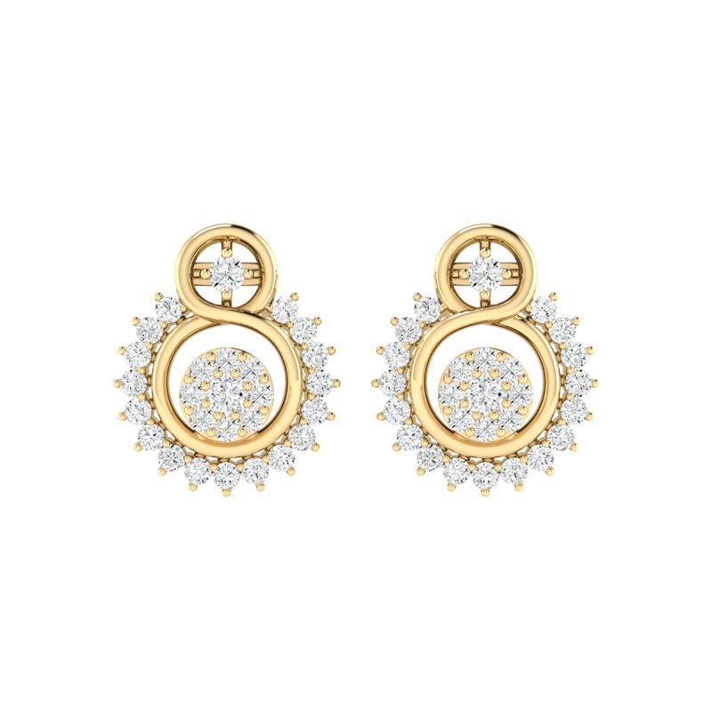 18K Gold Luna Earrings with Diamonds