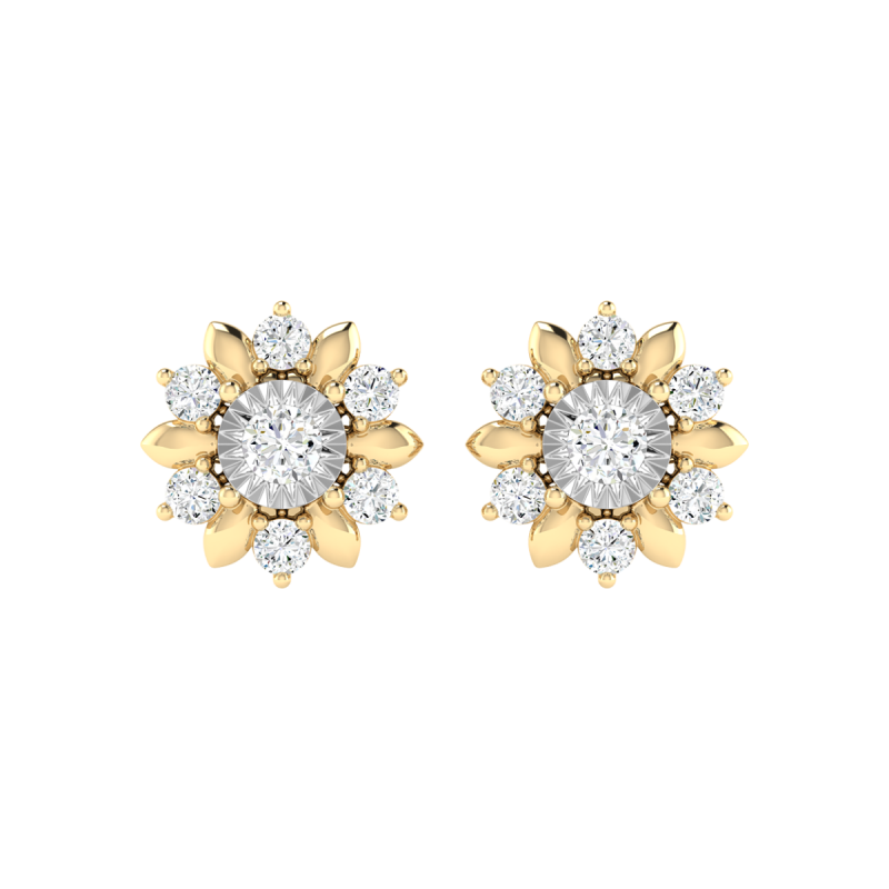 18K Gold Dahlia Earrings with Diamonds