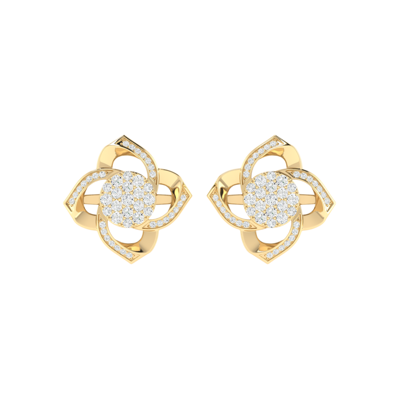 18K Gold Violet Earrings with Diamonds