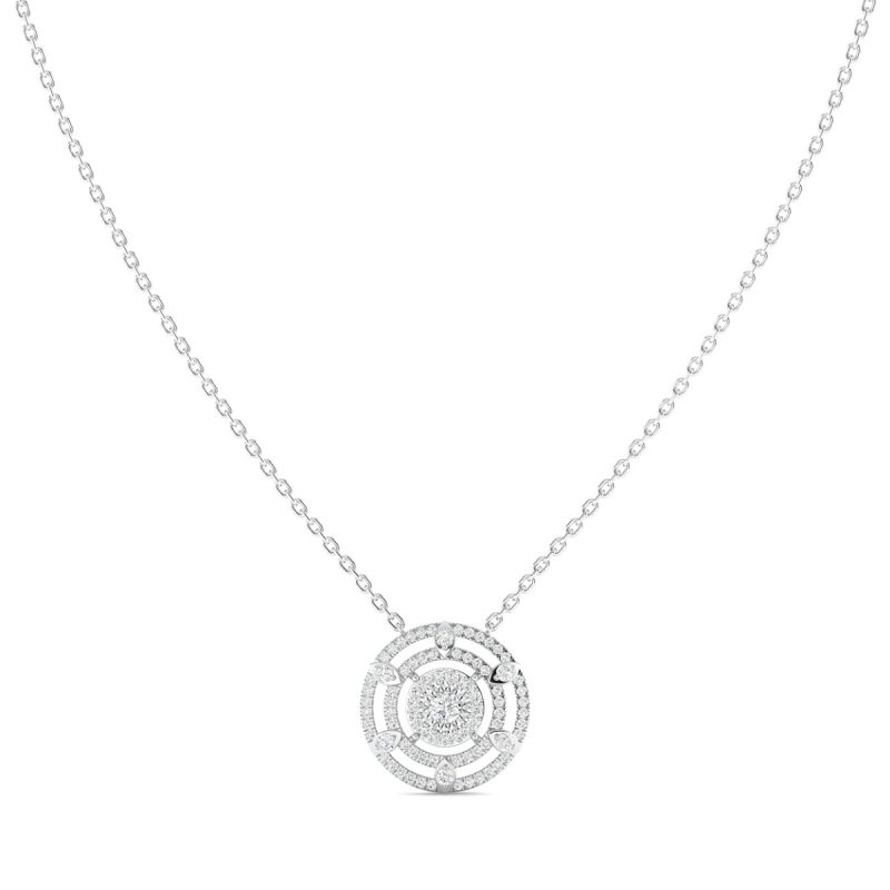 18k Gold Twisted Halo Necklace with Diamonds