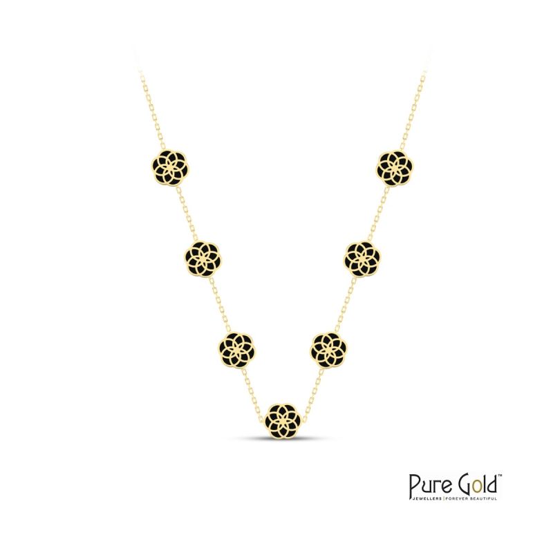 18 Karat Gold Luciana Black Onyx Necklace