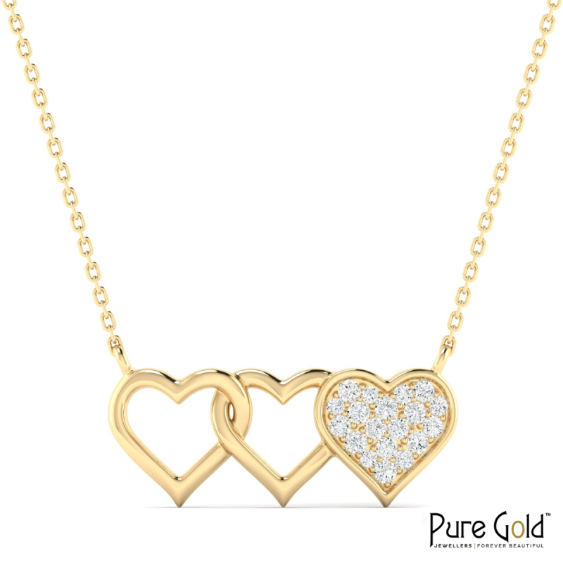 18k Gold Trinity of Love Necklace with Diamonds