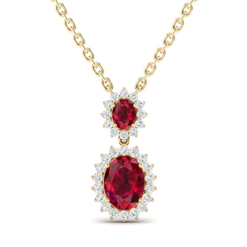 18k Gold Twin Rose Necklace with Diamonds