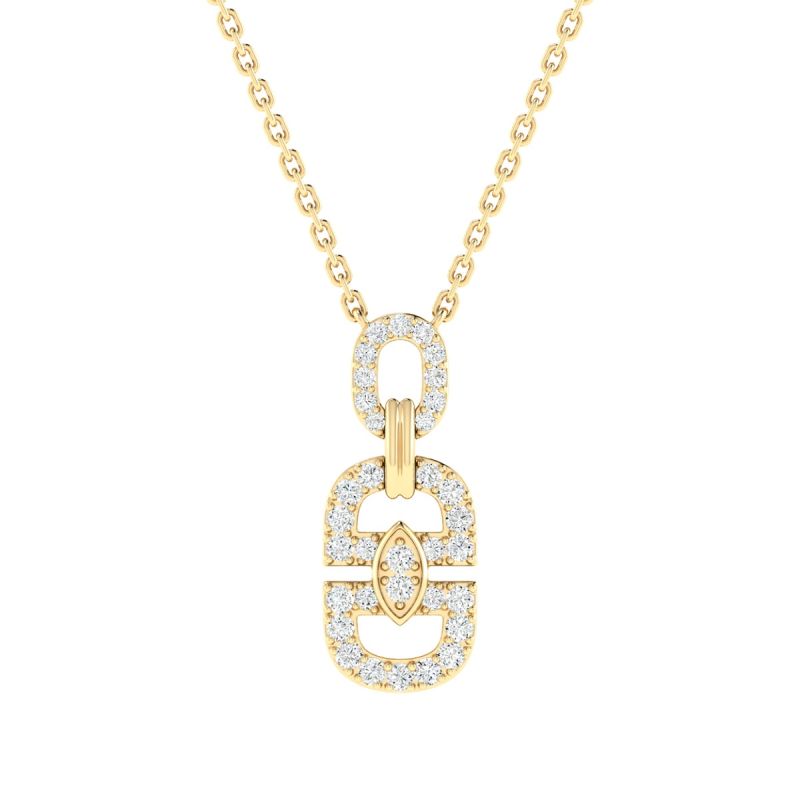 18K Gold Cross Link Necklace with Diamonds