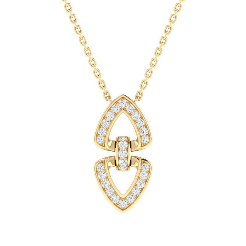 18K Gold Heart Link Necklace with Diamonds