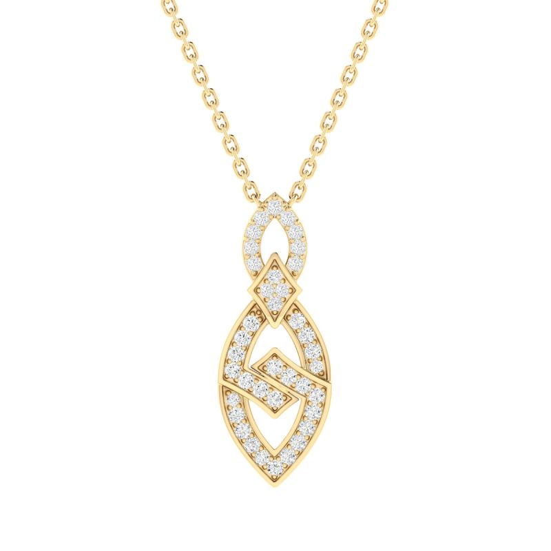 18K Gold Bond Loop Necklace with Diamonds