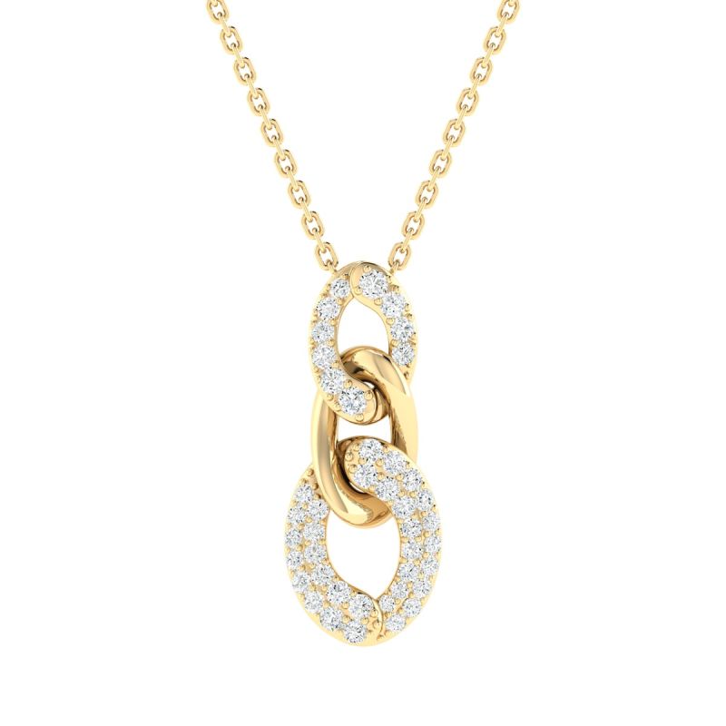 18K Gold Twisted Link Necklace with Diamonds