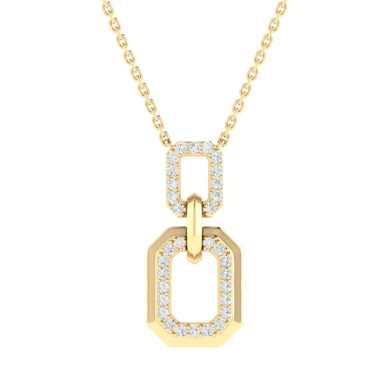 18K Gold Link Core Necklace with Diamonds