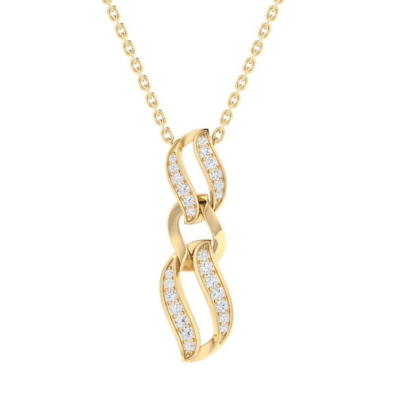 18K Gold Woven Link Necklace with Diamonds