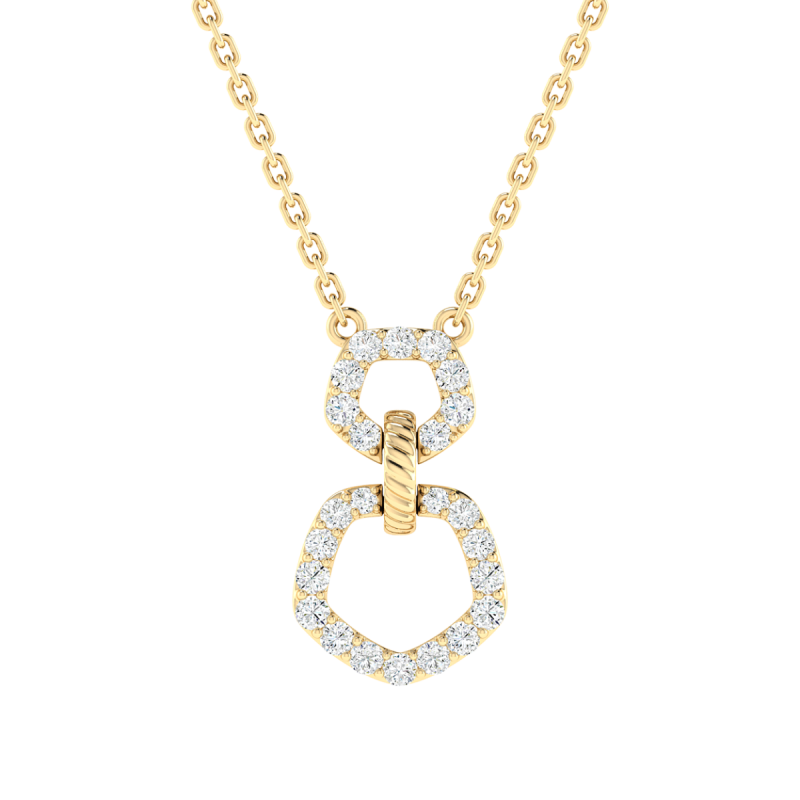18K Gold Trio Link Necklace with Diamonds