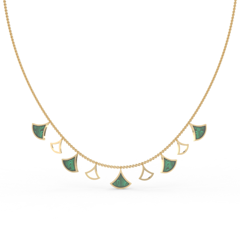 18kt Gold Luciana - Malachite Fan Drop Necklace