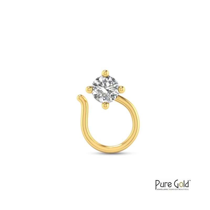 18K Gold Sakura Diamond Nose Pin with 0.08 CTS 