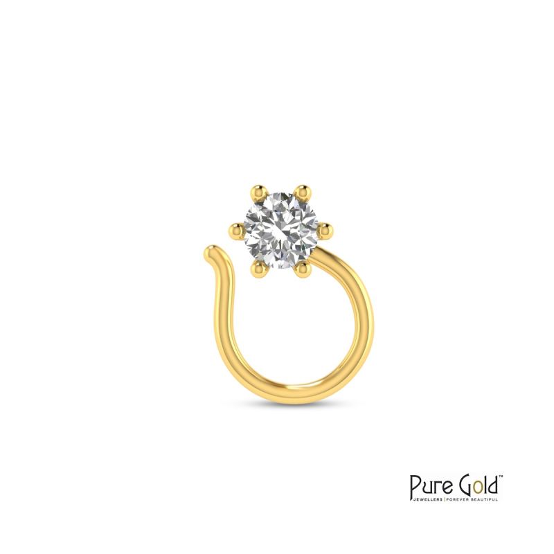 18 Karat Classic 6-Prong Nose Pin with 0.08 CTS