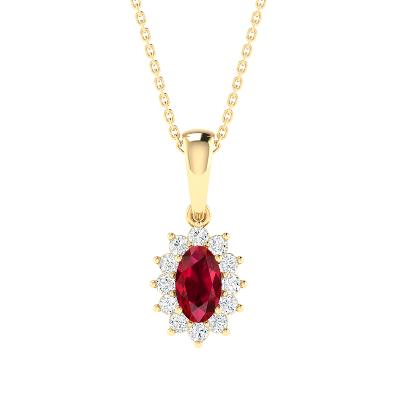 18K Gold Ruby Empress Pendant with Diamonds