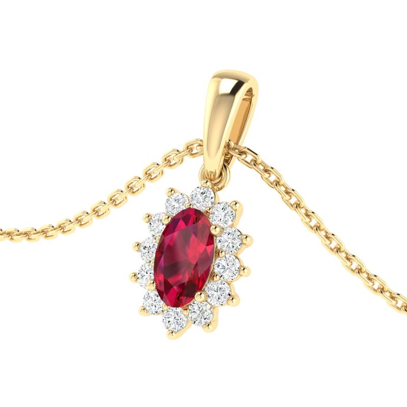 18K Gold Ruby Empress Pendant with Diamonds