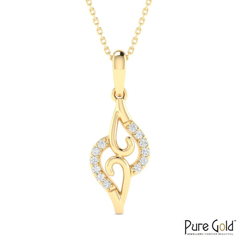 18 Karat Gold Dancing Flames Diamond Pendant with Chain