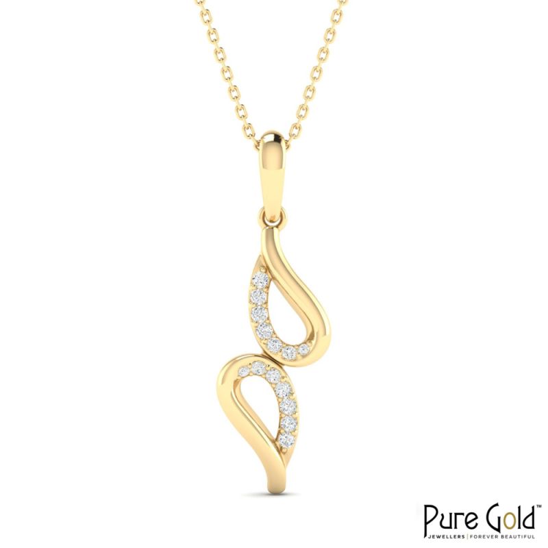 18 Karat Gold Serenity Twist Diamond Pendant with Chain