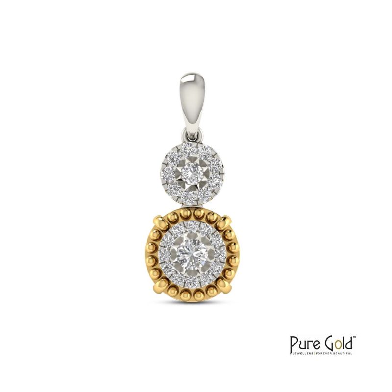 18K Gold Double Circle of Life Pendant with 0.20 CTS 