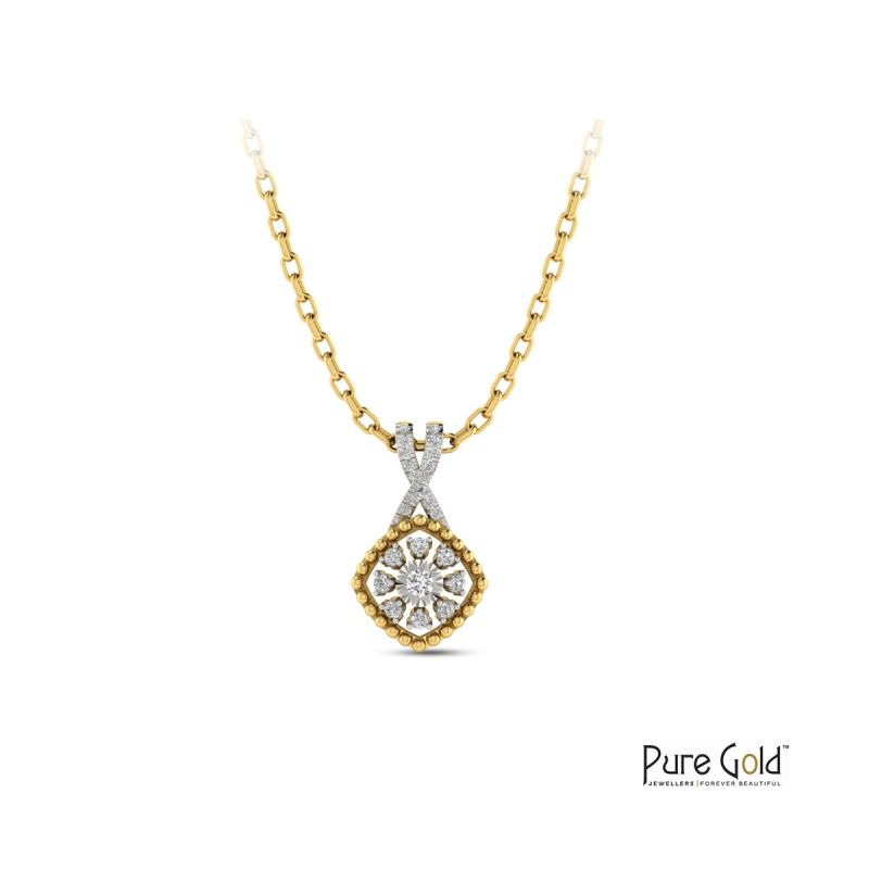 Blooming Square Pendant (18K, 0.10 CTS)