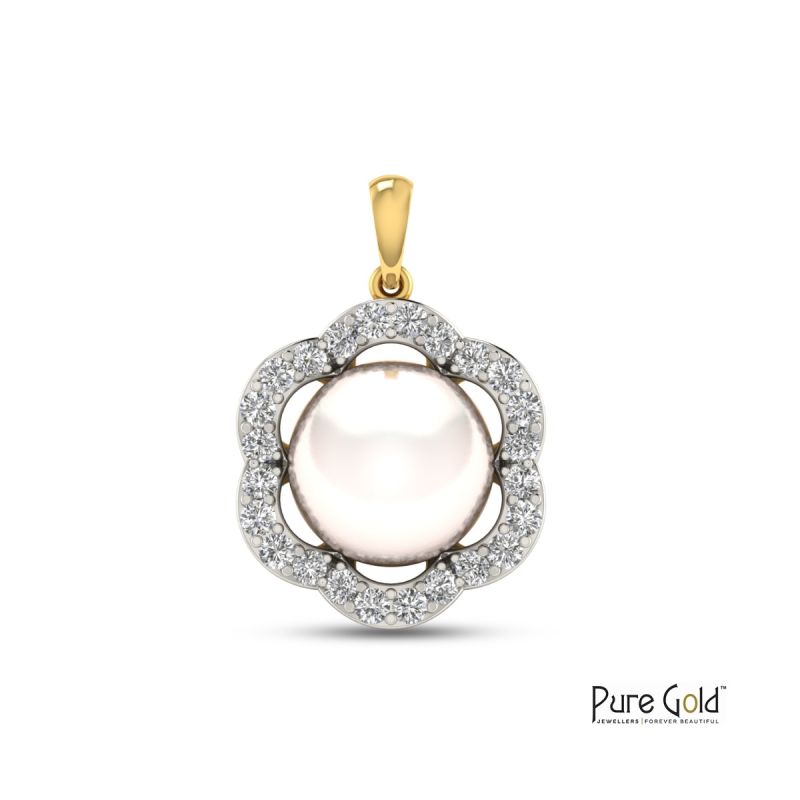 18K Gold Pearlescent Bloom Pendant with 0.20 CTS