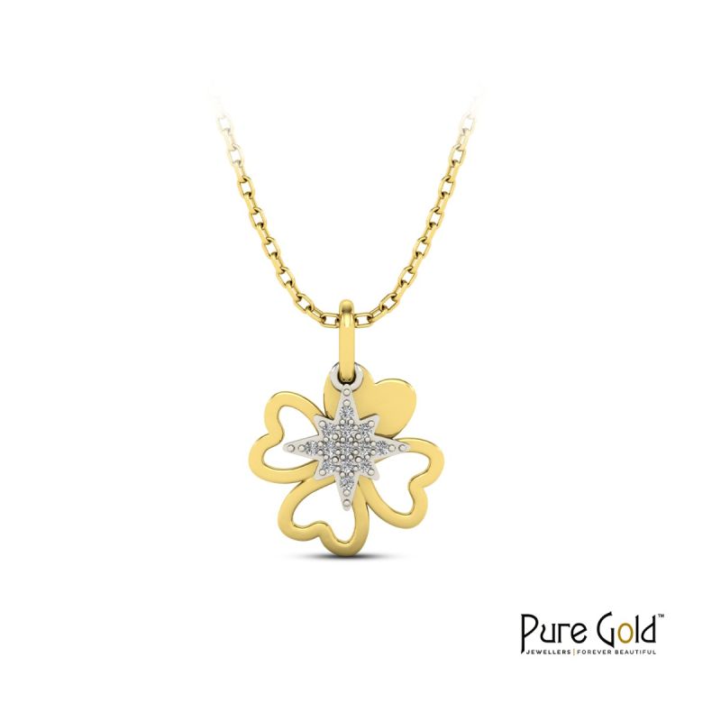 Sparkling Clover Star Pendant (18K, 0.40 CTS)