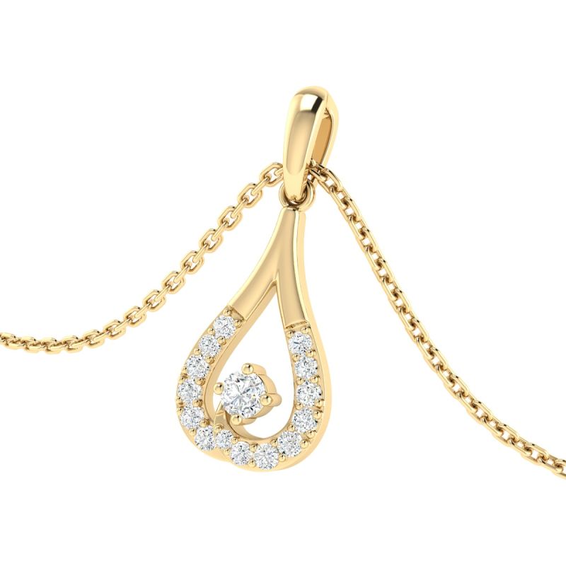 Pure Sparkle Diamond Drop Pendant with 0.13 CTS and 18K gold