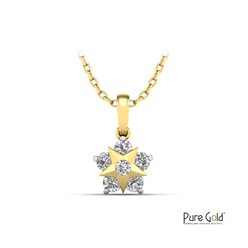 Pure Sparkle Star Pendant (0.2 CTS and 18K gold)